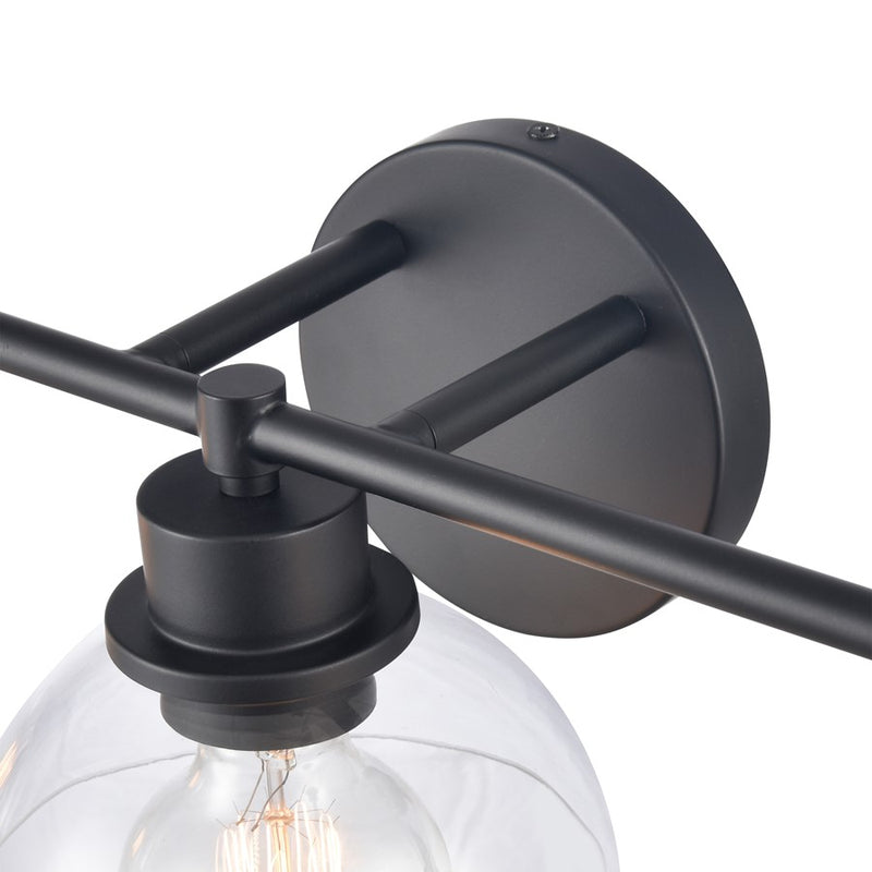 Atlas Lighting Julian 24in 3-Light Vanity Light | Transitional Matte Black and Clear Glass | Bathroom Vanity | 24 x 7.5 x 6 in | Model WL11352-BK