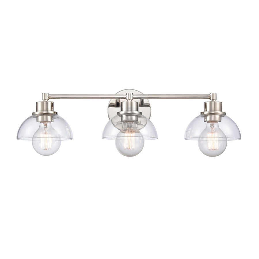 Atlas Lighting Julian 24'' Wide 3Lt Vanity Light, Nickel/Clear