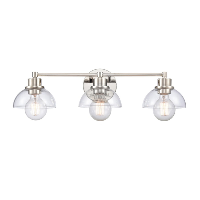 Atlas Lighting Julian 24in 3-Light Vanity Light | Transitional Polished Nickel and Clear Glass | Bathroom Vanity | 24 x 7.5 x 6 in | Model WL11352-NK