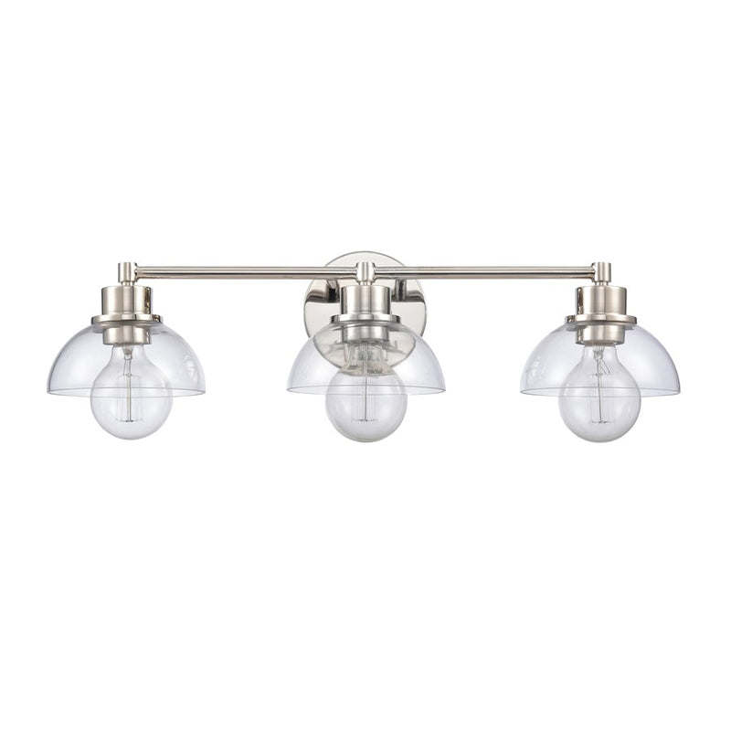 Atlas Lighting Julian 24in 3-Light Vanity Light | Transitional Polished Nickel and Clear Glass | Bathroom Vanity | 24 x 7.5 x 6 in | Model WL11352-NK