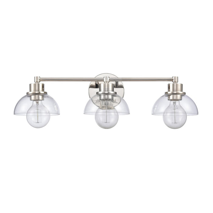 Atlas Lighting Julian 24'' Wide 3Lt Vanity Light, Nickel/Clear