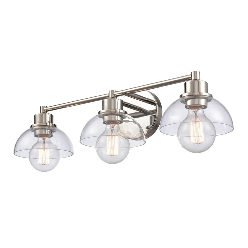 Atlas Lighting Julian 24in 3-Light Vanity Light | Transitional Polished Nickel and Clear Glass | Bathroom Vanity | 24 x 7.5 x 6 in | Model WL11352-NK