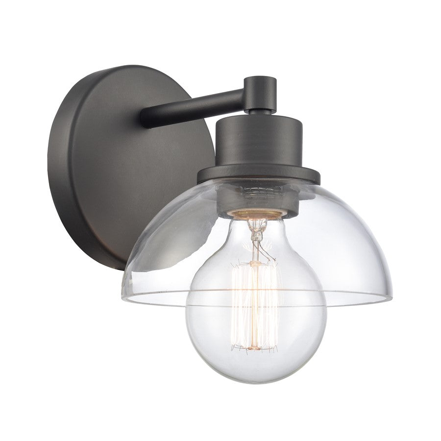 Atlas Lighting Julian 6'' Wide 1Lt Vanity Light, Matte Black/Clear