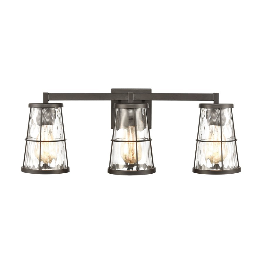 Atlas Lighting Kendrix 24'' Wide 3Lt Vanity Light, Bronze/Clear