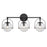 Atlas Lighting Langford 24''W 3Lt Vanity Light, Matte Black/Clear