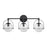Atlas Lighting Langford 24''W 3Lt Vanity Light, Matte Black/Clear
