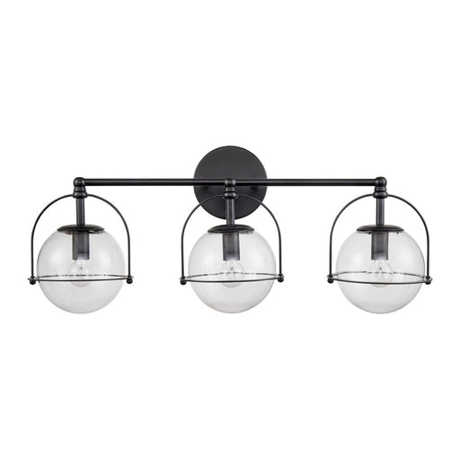 Atlas Lighting Langford 24''W 3Lt Vanity Light, Matte Black/Clear