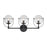 Atlas Lighting Langford 24''W 3Lt Vanity Light, Matte Black/Clear