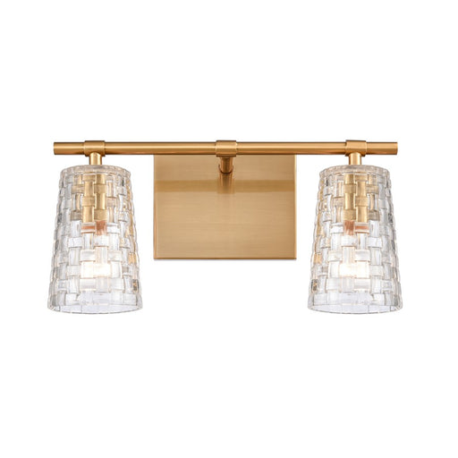 Atlas Lighting Lightweave 15'' Wide 2Lt Vanity Light, Brass/Clear