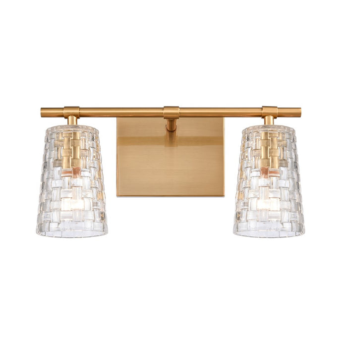 Atlas Lighting Lightweave 15'' Wide 2Lt Vanity Light, Brass/Clear