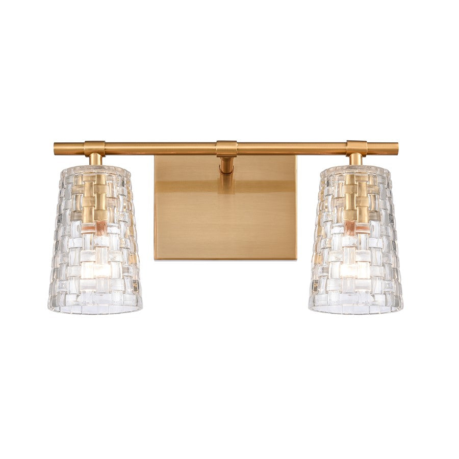 Atlas Lighting Lightweave 15'' Wide 2Lt Vanity Light, Brass/Clear