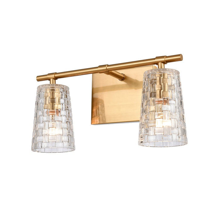 Atlas Lighting Lightweave 15'' Wide 2Lt Vanity Light, Brass/Clear