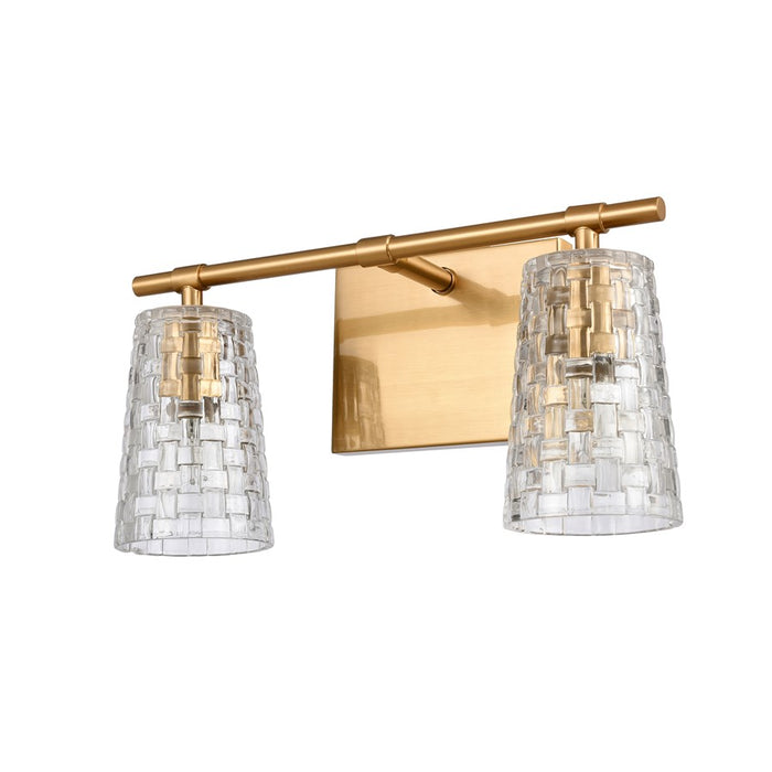 Atlas Lighting Lightweave 15'' Wide 2Lt Vanity Light, Brass/Clear