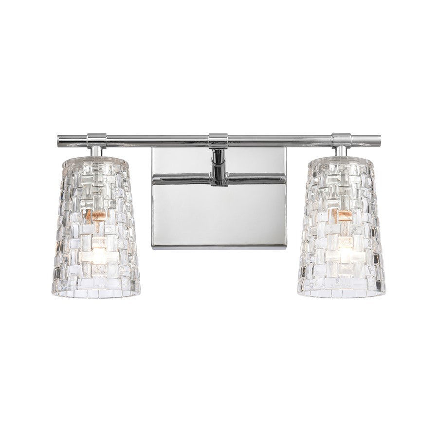 Atlas Lighting Lightweave 15'' Wide 2Lt Vanity Light, Nickel/Clear