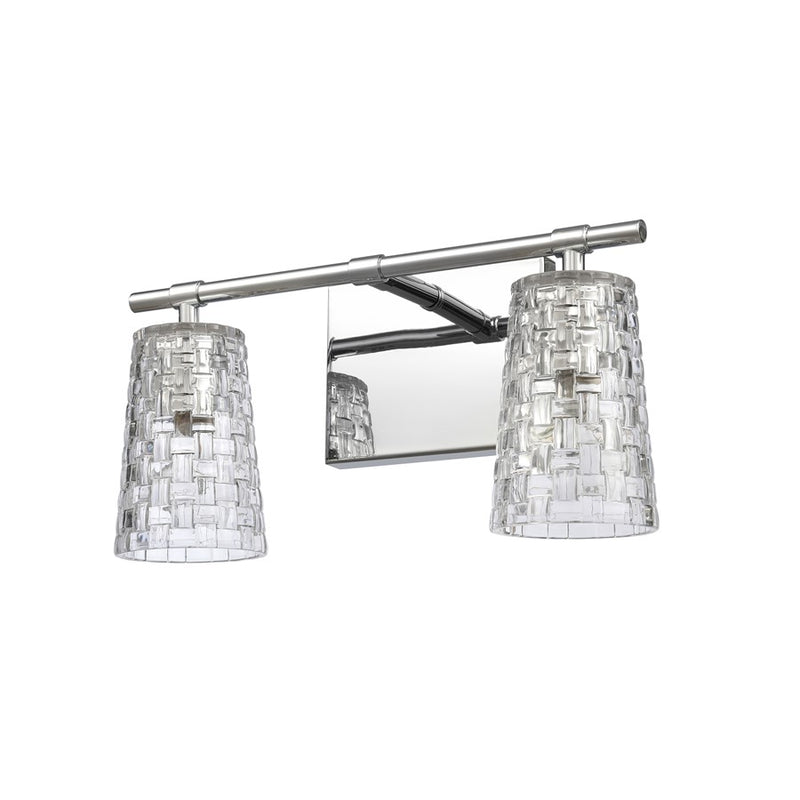 Atlas Lighting Lightweave 15in 2-Light Vanity Light | Traditional Polished Nickel and Clear Textured Glass | Bathroom Vanity | Model WL11361-NK