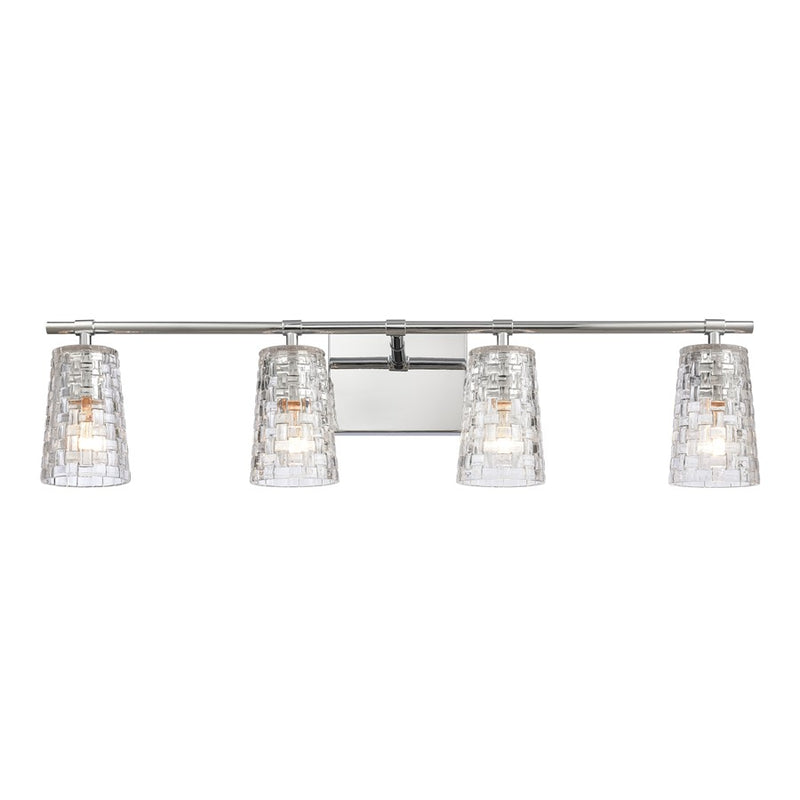 Atlas Lighting Lightweave 32in 4-Light Vanity Light | Traditional Polished Nickel and Clear Textured Glass | Bathroom Vanity | Model WL11362-NK