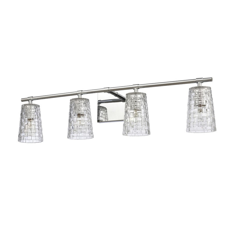 Atlas Lighting Lightweave 32in 4-Light Vanity Light | Traditional Polished Nickel and Clear Textured Glass | Bathroom Vanity | Model WL11362-NK