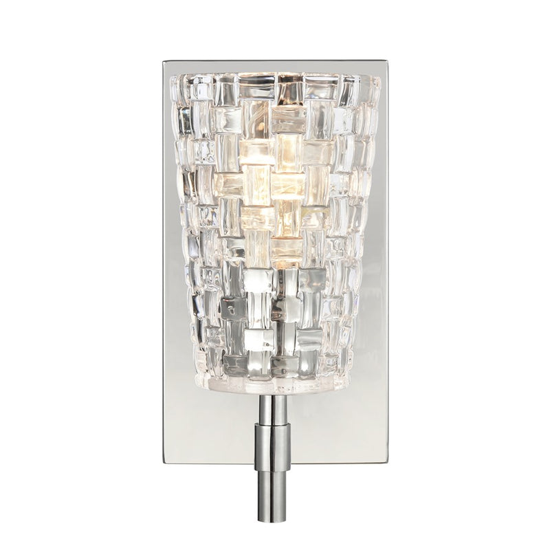 Atlas Lighting Lightweave 4.75in 1-Light Vanity Light | Traditional Polished Nickel and Clear Textured Glass | Bathroom Vanity | Model WL11363-NK