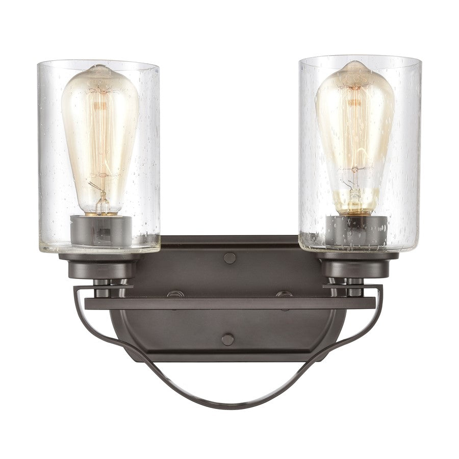 Atlas Lighting Market Square 12''W 2Lt Vanity Light, Bronze/Clear