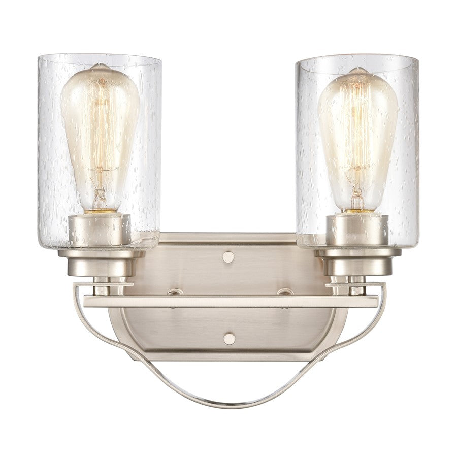 Atlas Lighting Market Square 12''W 2Lt Vanity Light, Nickel/Clear