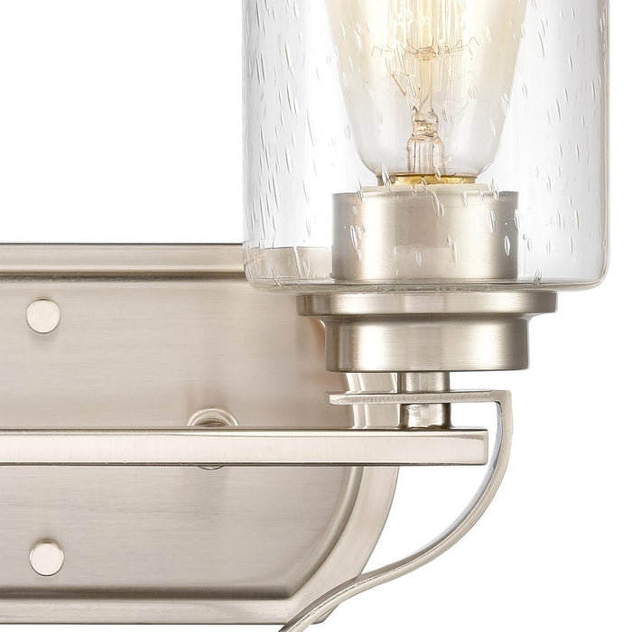 Atlas Lighting Market Square 12''W 2Lt Vanity Light, Nickel/Clear