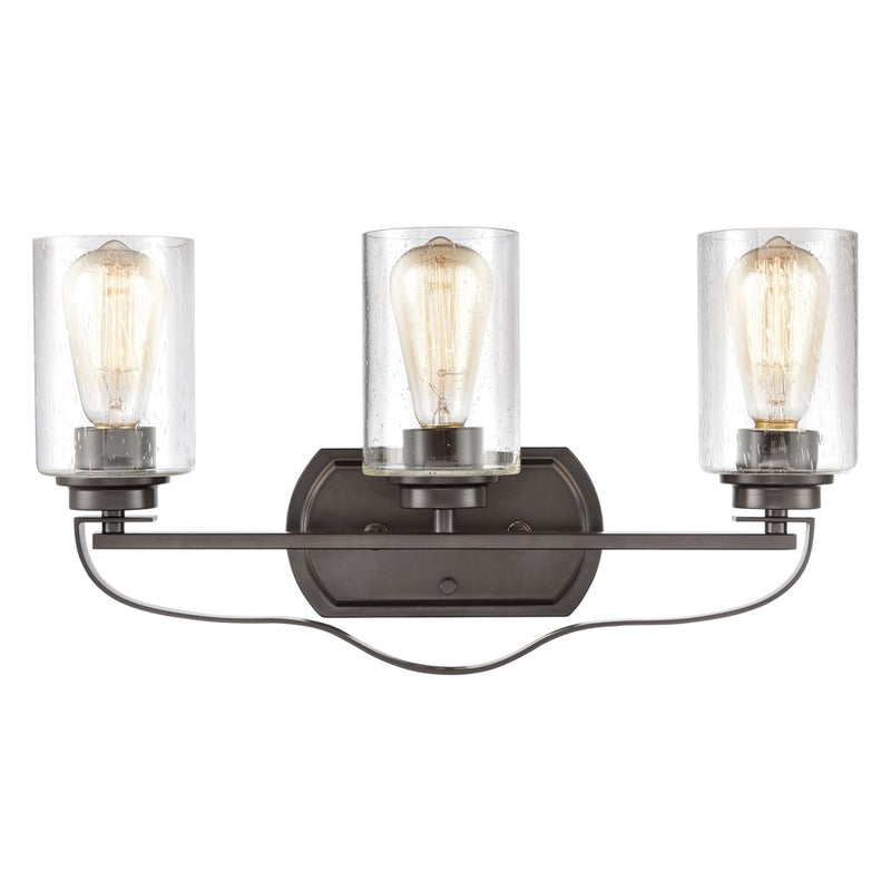 Atlas Lighting Market Square 20in 3-Light Vanity Light | Transitional Oil Rubbed Bronze and Clear Seeded Glass | Bathroom Vanity | Model WL11366-BZ