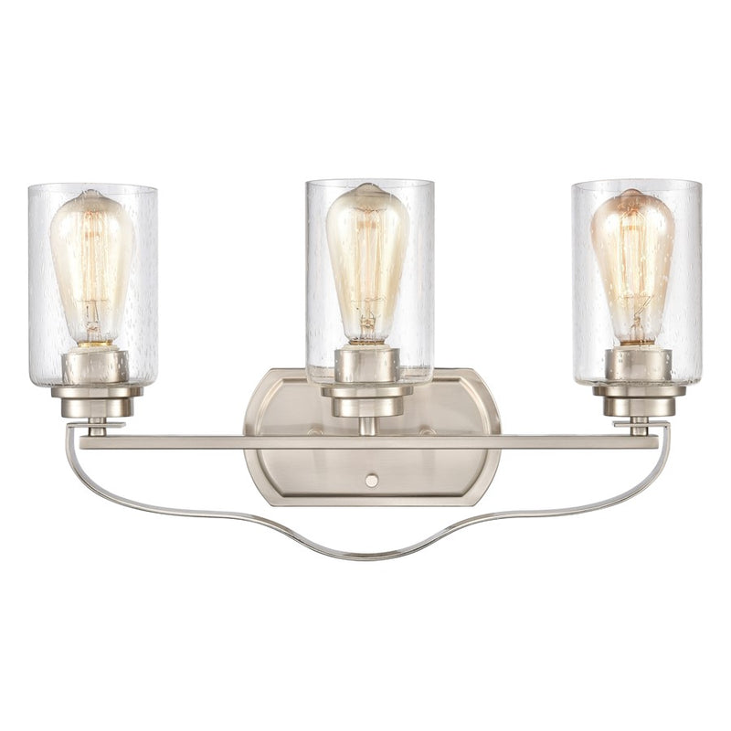 Atlas Lighting Market Square 20in 3-Light Vanity Light | Transitional Brushed Nickel and Clear Seeded Glass | Bathroom Vanity | Model WL11366-NK