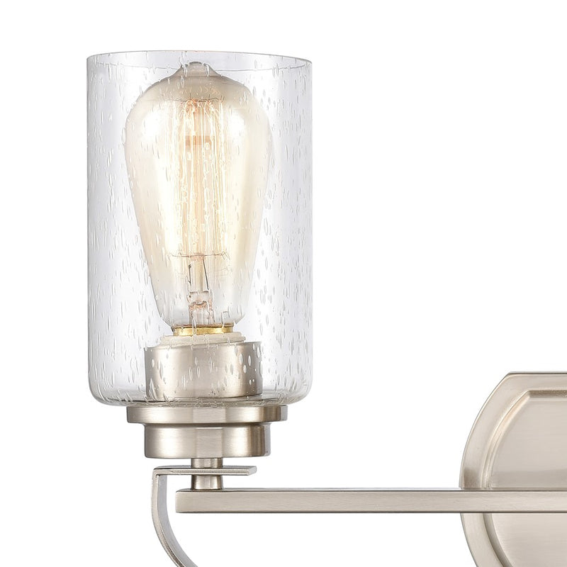 Atlas Lighting Market Square 20in 3-Light Vanity Light | Transitional Brushed Nickel and Clear Seeded Glass | Bathroom Vanity | Model WL11366-NK