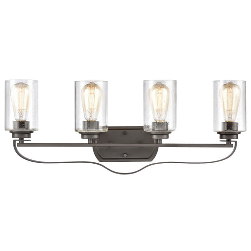 Atlas Lighting Market Square 28''W 4Lt Vanity Light, Bronze/Clear