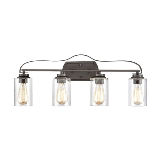 Atlas Lighting Market Square 28''W 4Lt Vanity Light, Bronze/Clear