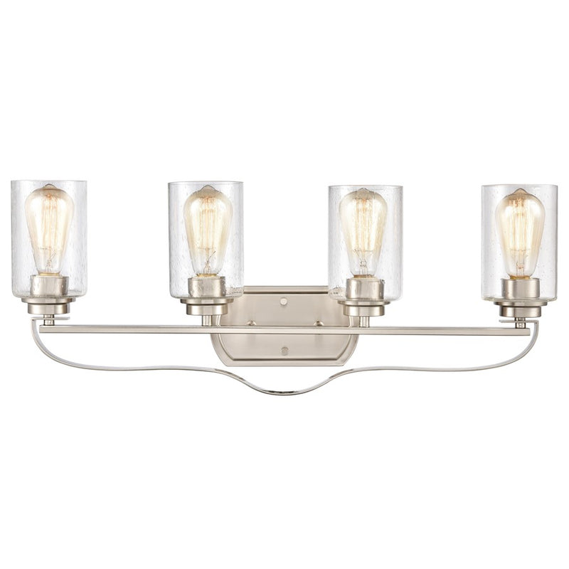 Atlas Lighting Market Square 28in 4-Light Vanity Light | Transitional Brushed Nickel and Clear Seeded Glass | Bathroom Vanity | Model WL11367-NK