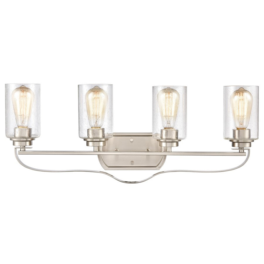 Atlas Lighting Market Square 28''W 4Lt Vanity Light, Nickel/Clear