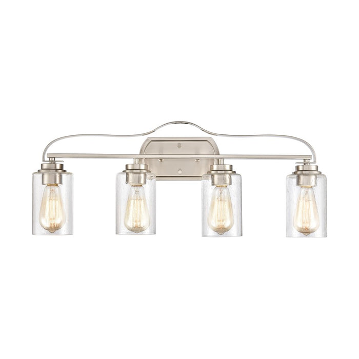 Atlas Lighting Market Square 28''W 4Lt Vanity Light, Nickel/Clear