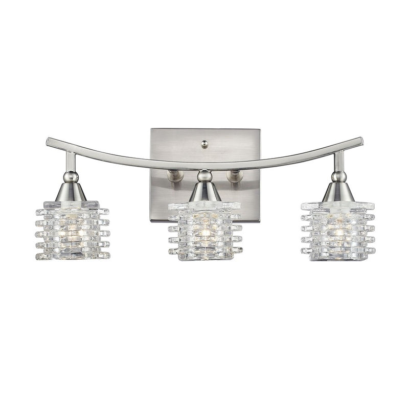 Atlas Lighting Matrix 15in 3-Light Vanity Light | Modern Satin Nickel and Clear Glass | Bathroom Vanity | 15 x 5 x 7 in | Model WL11368-NK