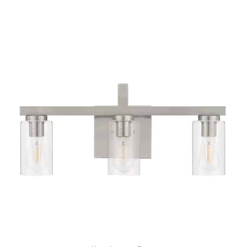Atlas Lighting Melina 22in 3-Light Vanity Light | Transitional Brushed Nickel and Clear Glass | Bathroom Vanity | 22 x 6.5 x 10 in | Model WL11369-NK