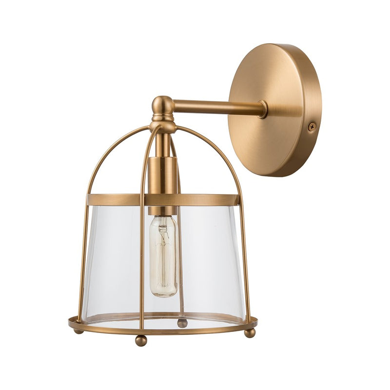 Atlas Lighting Merrick 10in 1-Light Vanity Light | Transitional Satin Brass and Clear Glass | Bathroom Vanity | 7 x 8 x 10 in | Model WL11373-BS