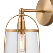 Atlas Lighting Merrick 10in 1-Light Vanity Light | Transitional Satin Brass and Clear Glass | Bathroom Vanity | 7 x 8 x 10 in | Model WL11373-BS