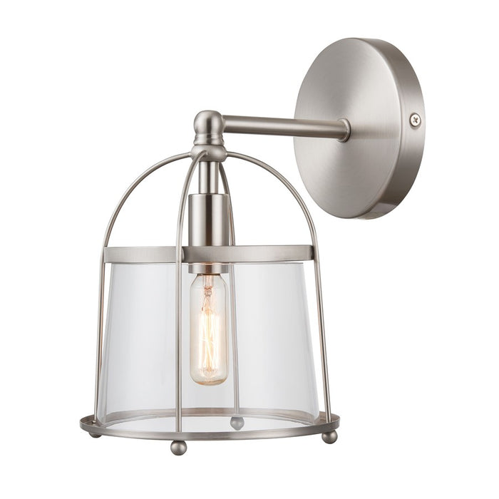 Atlas Lighting Merrick 10'' High 1Lt Sconce, Satin Nickel/Clear