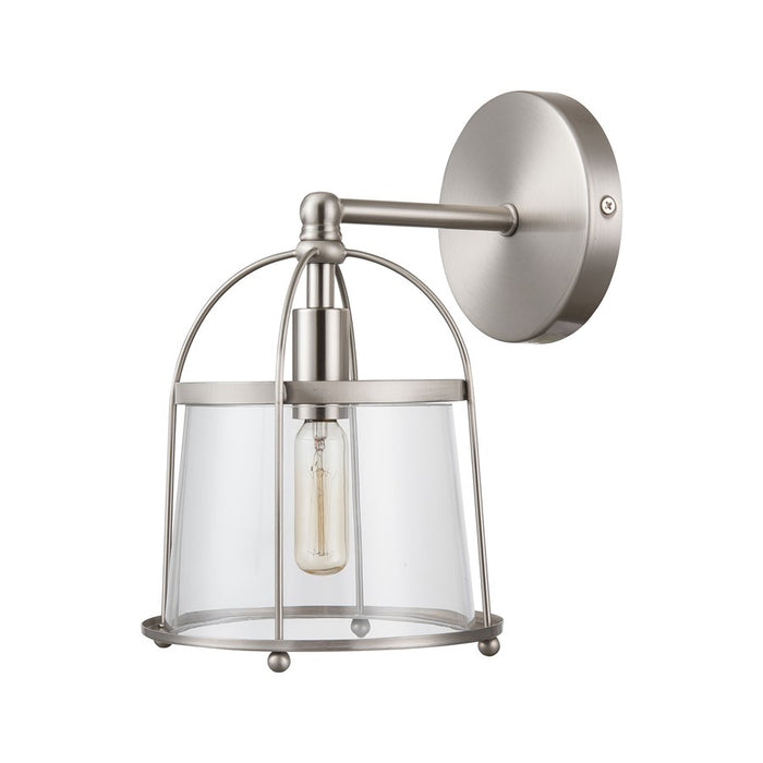 Atlas Lighting Merrick 10'' High 1Lt Sconce, Satin Nickel/Clear