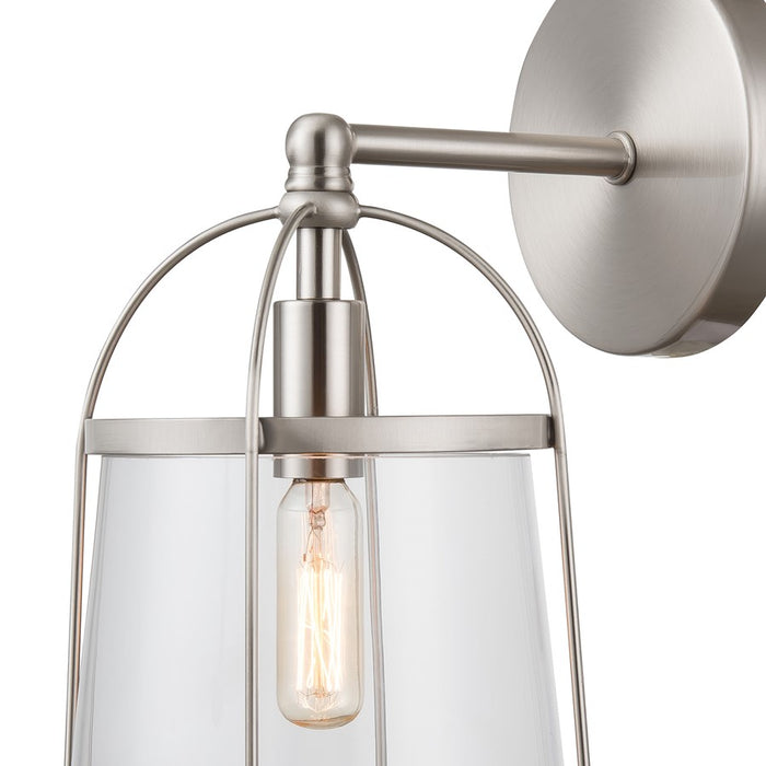 Atlas Lighting Merrick 10'' High 1Lt Sconce, Satin Nickel/Clear
