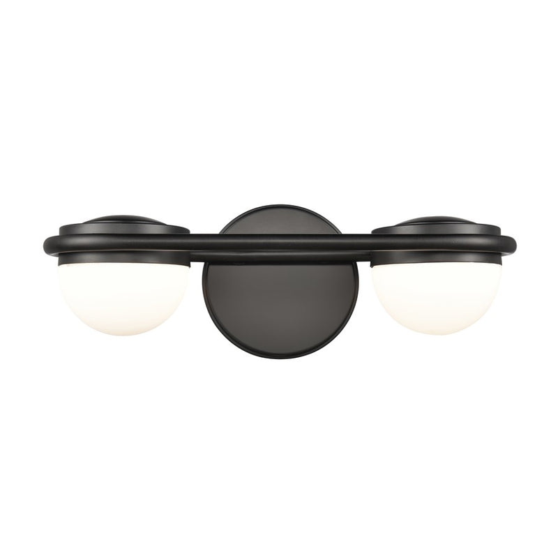 Atlas Lighting Nelly 14in 2-Light Vanity Light | Art Deco Matte Black and White Etched Glass | Bathroom Vanity | 14 x 6 x 5 in | Model WL11376-BK