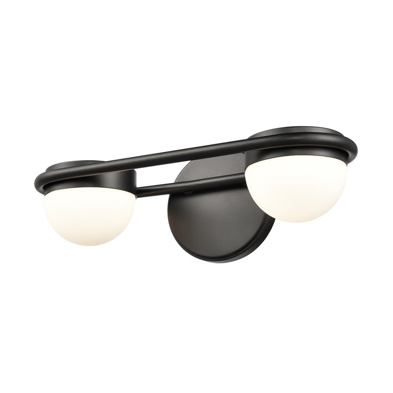 Atlas Lighting Nelly 14in 2-Light Vanity Light | Art Deco Matte Black and White Etched Glass | Bathroom Vanity | 14 x 6 x 5 in | Model WL11376-BK