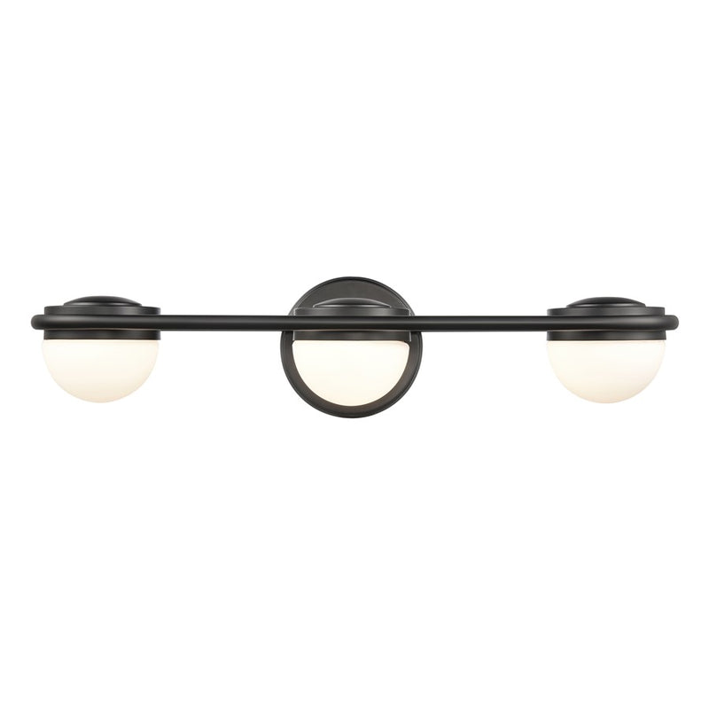 Atlas Lighting Nelly 22in 3-Light Vanity Light | Art Deco Matte Black and White Etched Glass | Bathroom Vanity | 22 x 6 x 5 in | Model WL11377-BK