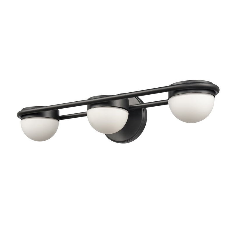Atlas Lighting Nelly 22in 3-Light Vanity Light | Art Deco Matte Black and White Etched Glass | Bathroom Vanity | 22 x 6 x 5 in | Model WL11377-BK