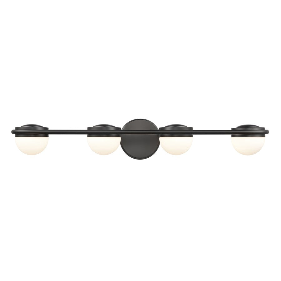 Atlas Lighting Nelly 31'' Wide 4Lt Vanity Light, Matte Black/White
