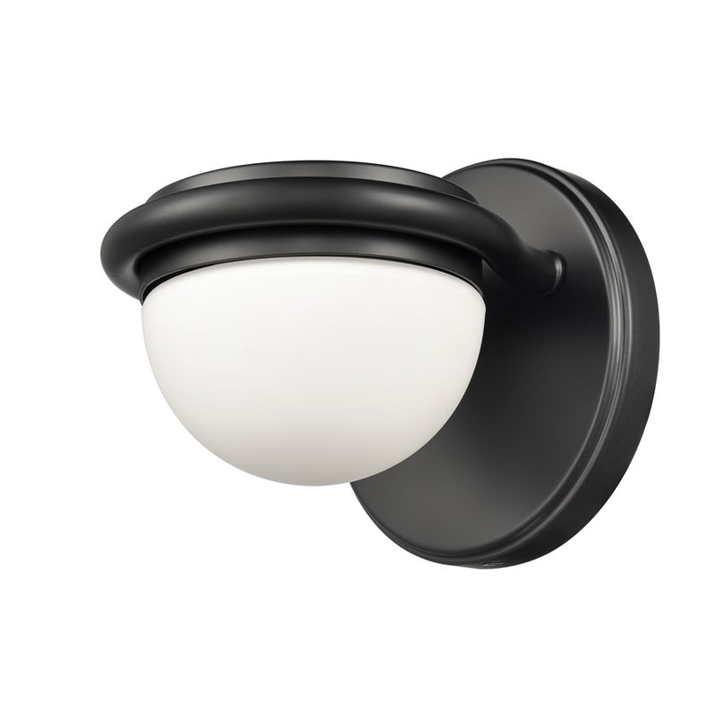 Atlas Lighting Nelly 5'' Wide 1Lt Vanity Light, Matte Black/White