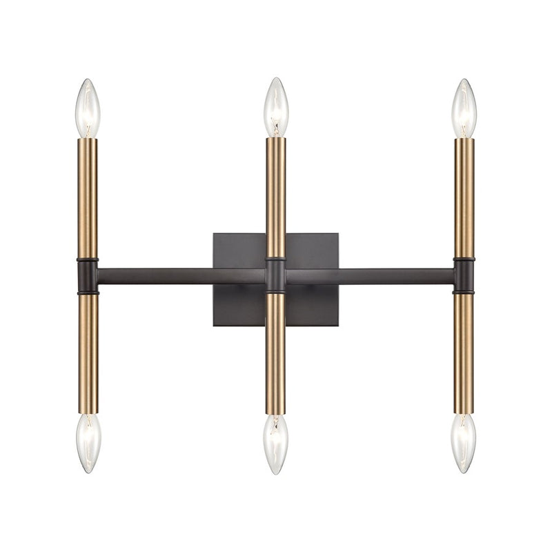 Atlas Lighting Notre Dame 13in 6-Light Bath Bar | Traditional Oil Rubbed Bronze and Gold Metal | Bathroom Vanity & Makeup Area | Model WL11381-BZ