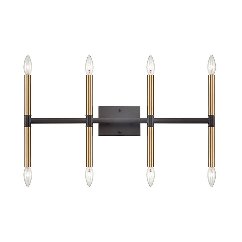 Atlas Lighting Notre Dame 13in 8-Light Bath Bar | Traditional Oil Rubbed Bronze and Gold Metal | Bathroom Vanity & Makeup Area | Model WL11382-BZ