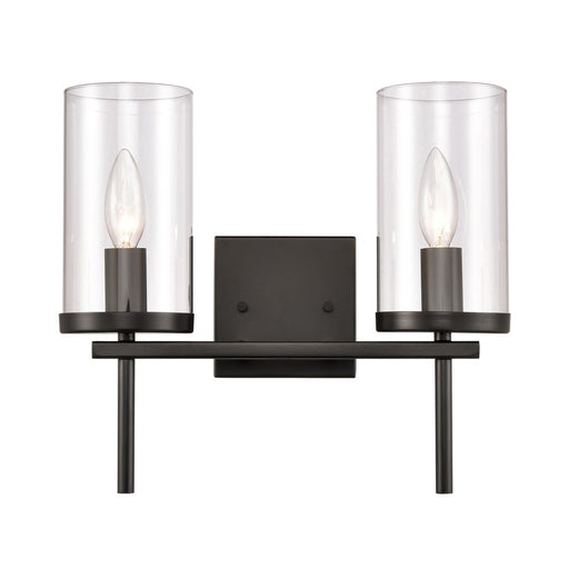 Atlas Lighting Oakland 13.5'' Wide 2Lt Vanity Light, Black/Clear