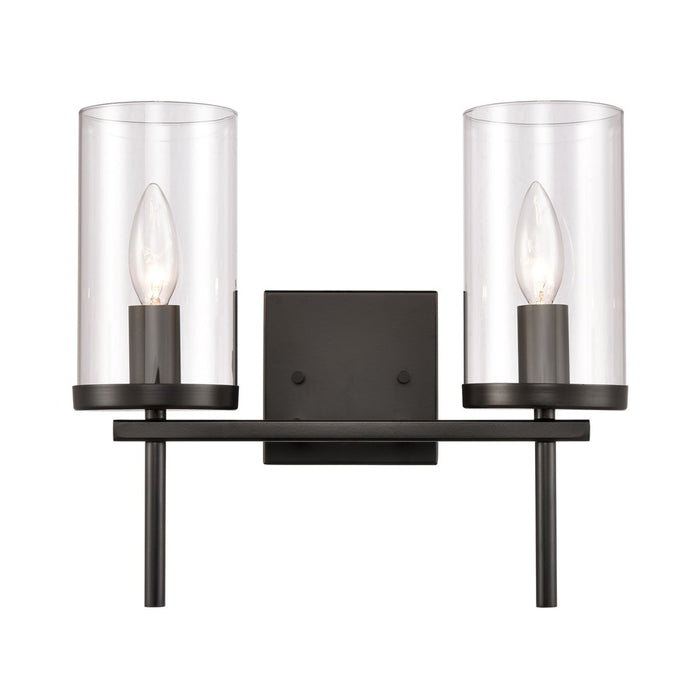 Atlas Lighting Oakland 13.5'' Wide 2Lt Vanity Light, Black/Clear